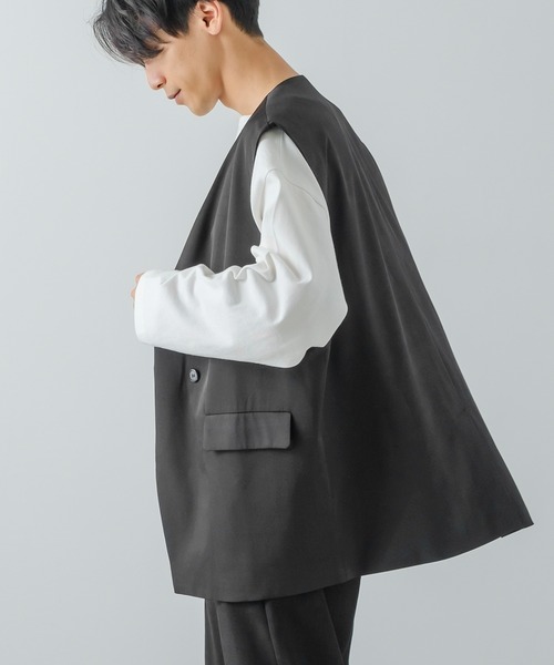 improves（インプローブス）の「【improves】ノーカラー ジレベスト（ベスト・メンズ・ブラック/チャコール・MEDIUM/LARGE）」の4枚目の写真