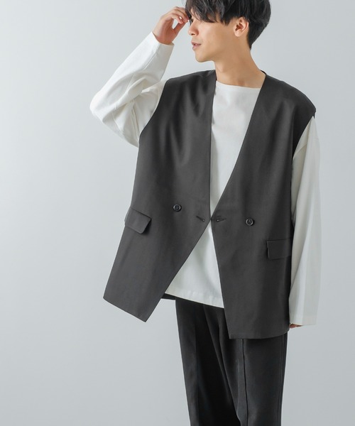 improves（インプローブス）の「【improves】ノーカラー ジレベスト（ベスト・メンズ・ブラック/チャコール・MEDIUM/LARGE）」の6枚目の写真