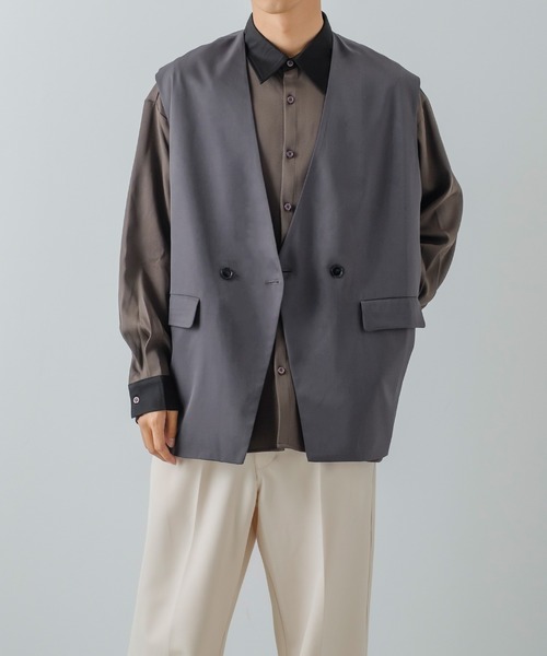 improves（インプローブス）の「【improves】ノーカラー ジレベスト（ベスト・メンズ・ブラック/チャコール・MEDIUM/LARGE）」の9枚目の写真