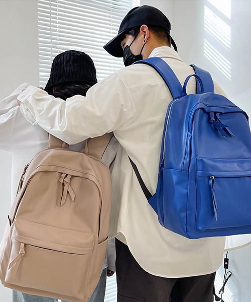 c.u.l（シーユーエル）の「ユニセックス PUレザー大容量シンプルリュック バックパック cula489（バックパック/リュック・レディース・ベージュ/ブラウン/ブラック/ブルー・FREE）」の4枚目の写真