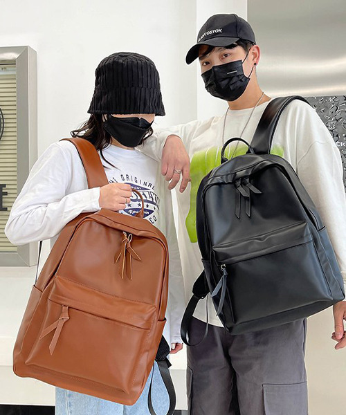 c.u.l（シーユーエル）の「ユニセックス PUレザー大容量シンプルリュック バックパック cula489（バックパック/リュック・レディース・ベージュ/ブラウン/ブラック/ブルー・FREE）」の6枚目の写真