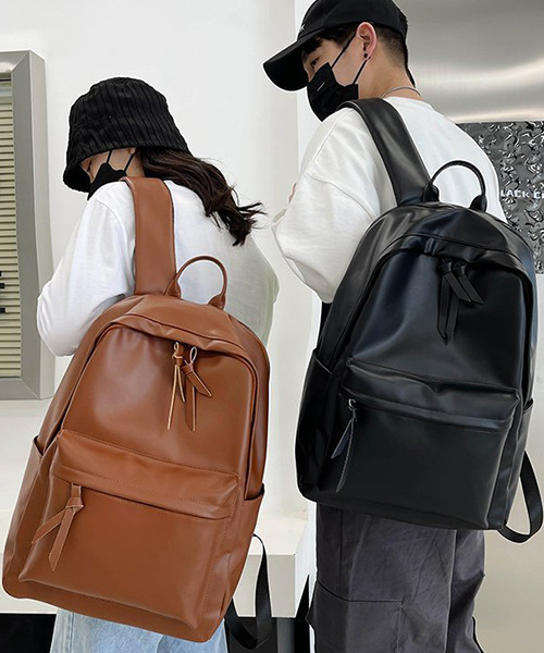 c.u.l（シーユーエル）の「ユニセックス PUレザー大容量シンプルリュック バックパック cula489（バックパック/リュック・レディース・ベージュ/ブラウン/ブラック/ブルー・FREE）」の7枚目の写真