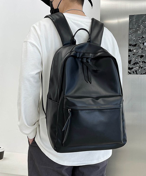 c.u.l（シーユーエル）の「ユニセックス PUレザー大容量シンプルリュック バックパック cula489（バックパック/リュック・レディース・ベージュ/ブラウン/ブラック/ブルー・FREE）」の15枚目の写真