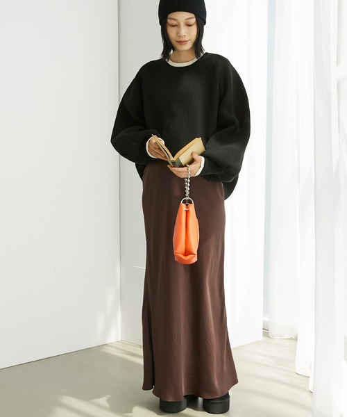 Chaco closet(チャコ クローゼット)の「畦編みボリュームスリーブニットプルオーバー(ニット/セーター・レディース・ブラック/アイボリー/ピンク/ライトグリーン/ブラック×ホワイト/ベージュ系/イエロー/オレンジ系/ネイビー系/ピンク系/グレー系・FREE)」の16枚目の写真