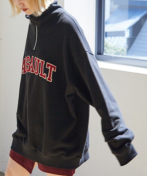 PBLIM（ページボーイリム）の「PAGEBOYLIM/ロゴシシュウジップスウェット（スウェット・レディース・クリーム/マスタード/ブラック・MEDIUM/LARGE）」の4枚目の写真