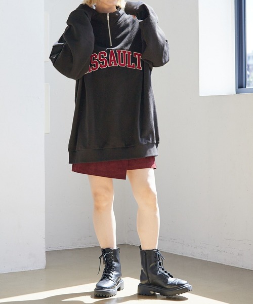 PBLIM（ページボーイリム）の「PAGEBOYLIM/ロゴシシュウジップスウェット（スウェット・レディース・クリーム/マスタード/ブラック・MEDIUM/LARGE）」の6枚目の写真