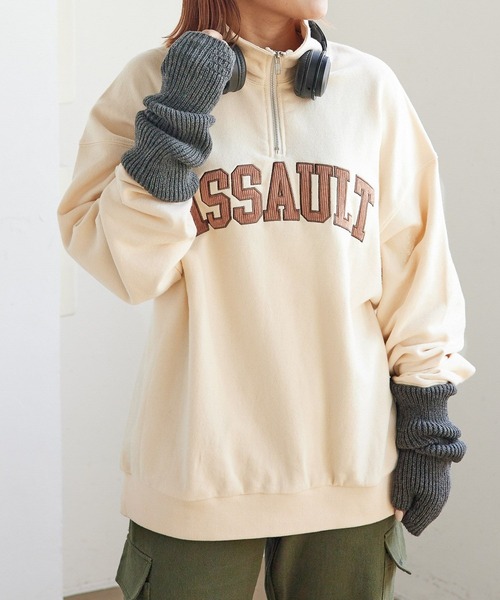 PBLIM（ページボーイリム）の「PAGEBOYLIM/ロゴシシュウジップスウェット（スウェット・レディース・クリーム/マスタード/ブラック・MEDIUM/LARGE）」の7枚目の写真