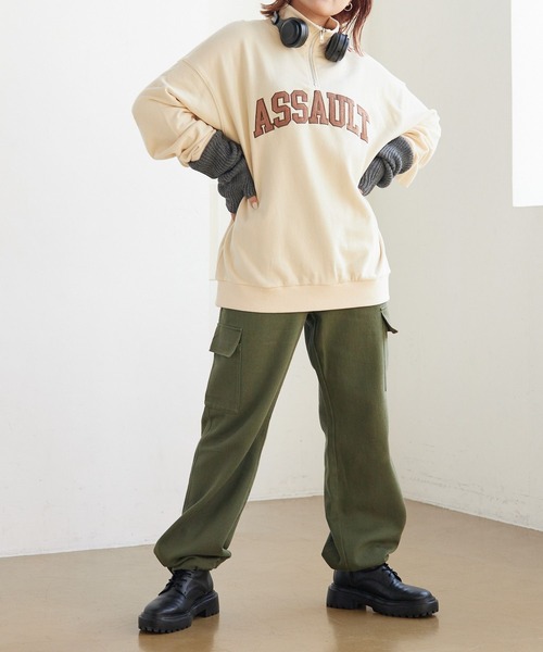 PBLIM（ページボーイリム）の「PAGEBOYLIM/ロゴシシュウジップスウェット（スウェット・レディース・クリーム/マスタード/ブラック・MEDIUM/LARGE）」の10枚目の写真