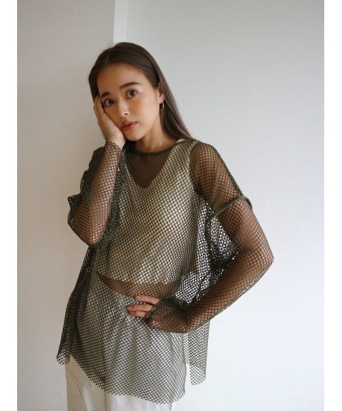 TRUNC(トランクエイティーエイト)の「Piping Mesh Pullover(その他トップス・レディース・ブラック/カーキ・FREE)」の1枚目の写真