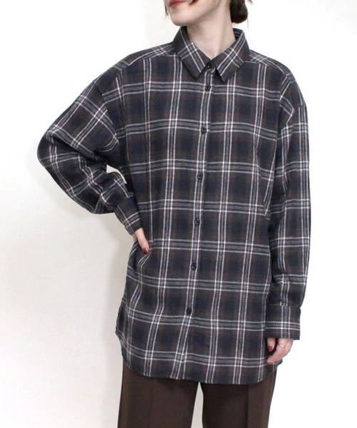 STYLEBLOCK(スタイルブロック)の「ビエラ先染めチェックシャツ(シャツ/ブラウス・レディース・ネイビー/ブラック/ベージュ・M)」の1枚目の写真