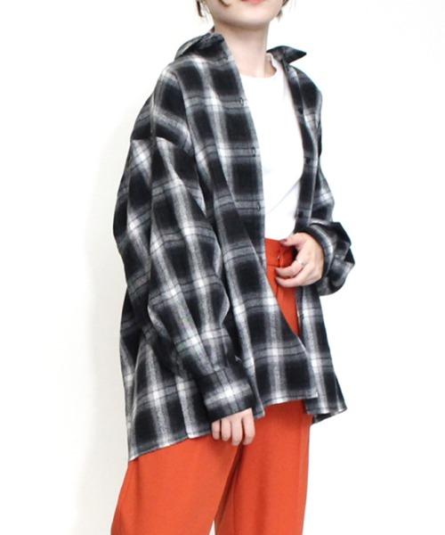 STYLEBLOCK(スタイルブロック)の「ビエラ先染めチェックシャツ(シャツ/ブラウス・レディース・ネイビー/ブラック/ベージュ・M)」の8枚目の写真
