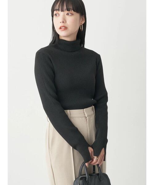 earth music&ecology(アースミュージックアンドエコロジー)の「リブタートルニットプルオーバー(ニット/セーター・レディース・ベージュ/ブラック/ピンク/ブルー/グリーン/アイボリー・M/S)」の8枚目の写真