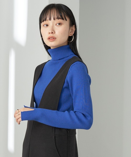 earth music&ecology(アースミュージックアンドエコロジー)の「リブタートルニットプルオーバー(ニット/セーター・レディース・ベージュ/ブラック/ピンク/ブルー/グリーン/アイボリー・M/S)」の5枚目の写真