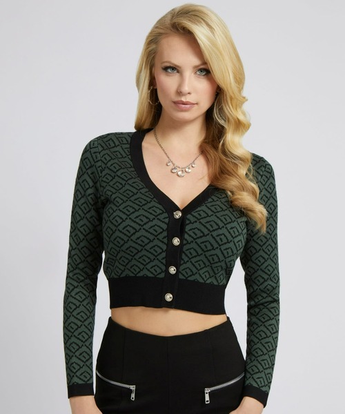 Guess(ゲス)の「Posie Jacquard Cardigan(カーディガン/ボレロ・レディース・グリーン・SMALL/MEDIUM/X-SMALL)」の1枚目の写真