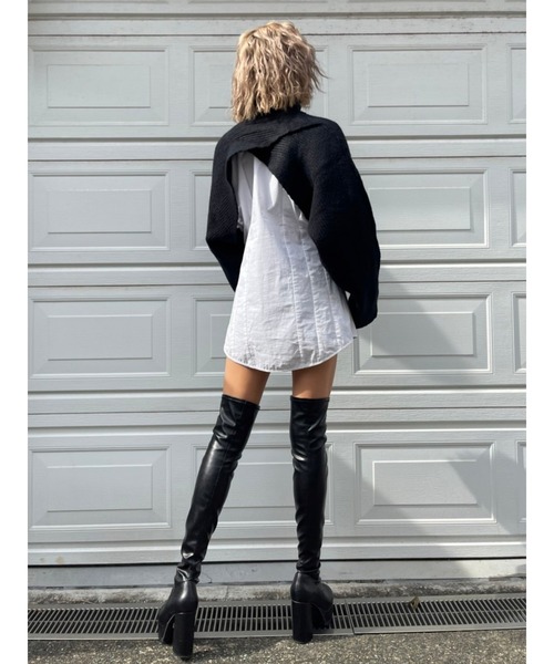 EGOIST（エゴイスト）の「2WAYクロスニットトップス（ニット/セーター・レディース・ブラック/パープル/ブラウン・FREE）」の5枚目の写真