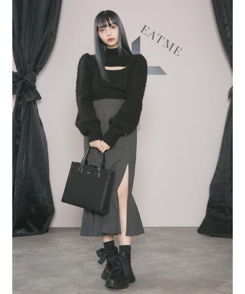 EATME(イートミー)の「フェイクパールボタンマーメイドスカート(スカート・レディース・その他1/ピンク/ブラック・SMALL/MEDIUM)」の9枚目の写真