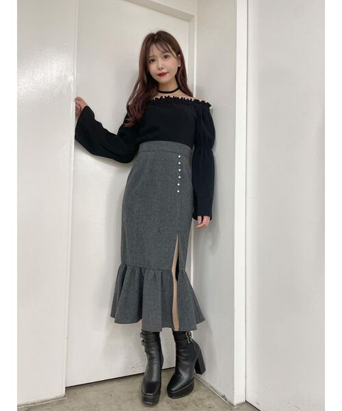 EATME(イートミー)の「フェイクパールボタンマーメイドスカート(スカート・レディース・その他1/ピンク/ブラック・SMALL/MEDIUM)」の21枚目の写真