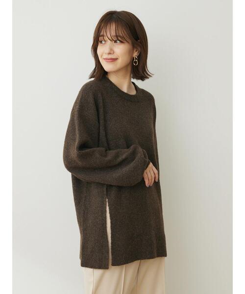 Green Parks(グリーンパークス)の「着心地スリットニットプルオーバー(ニット/セーター・レディース・ブラウン/アイボリー/オレンジ・FREE)」の8枚目の写真