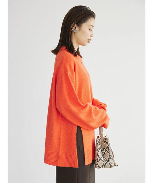 Green Parks(グリーンパークス)の「着心地スリットニットプルオーバー(ニット/セーター・レディース・ブラウン/アイボリー/オレンジ・FREE)」の13枚目の写真