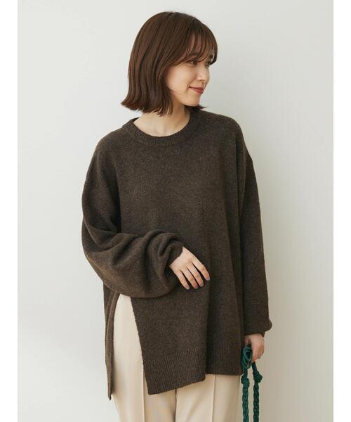 Green Parks(グリーンパークス)の「着心地スリットニットプルオーバー(ニット/セーター・レディース・ブラウン/アイボリー/オレンジ・FREE)」の20枚目の写真