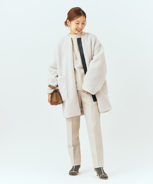 IENA(イエナ)の「Organic Wool ストレートパンツ(その他パンツ・レディース・アイボリー/ピンク/チャコールグレー/エメラルドブルー・40/38/36/34)」の6枚目の写真