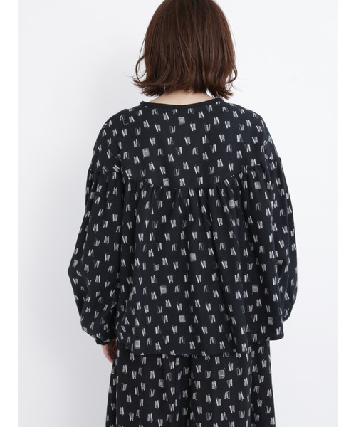 Samansa Mos2(サマンサ モスモス)の「BOOKプリント配色ブラウス(シャツ/ブラウス・レディース・ブラック/キナリ/グリーン・フリ-)」の9枚目の写真