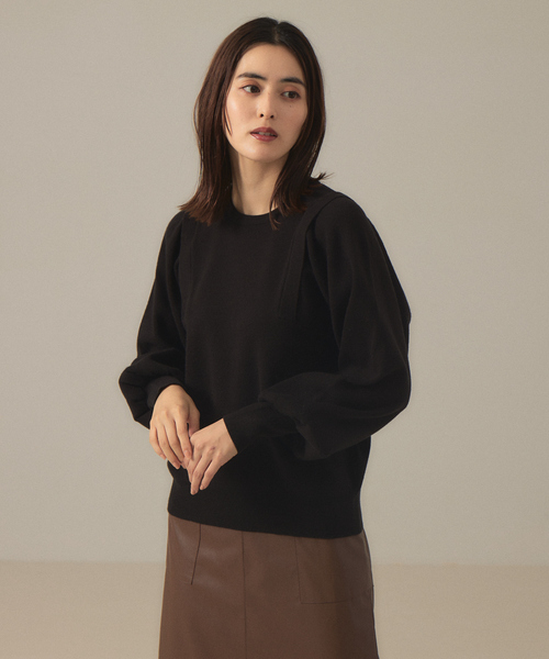 abahouse mavie（アバハウスマヴィ）の「袖ボリュームプルオーバー（ニット/セーター・レディース・ダークグリーン/ホワイト/ブラック/イエロー・フリー）」の3枚目の写真