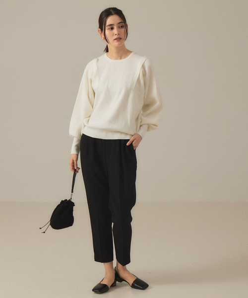 abahouse mavie（アバハウスマヴィ）の「袖ボリュームプルオーバー（ニット/セーター・レディース・ダークグリーン/ホワイト/ブラック/イエロー・フリー）」の5枚目の写真