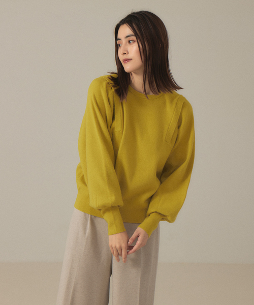 abahouse mavie（アバハウスマヴィ）の「袖ボリュームプルオーバー（ニット/セーター・レディース・ダークグリーン/ホワイト/ブラック/イエロー・フリー）」の9枚目の写真