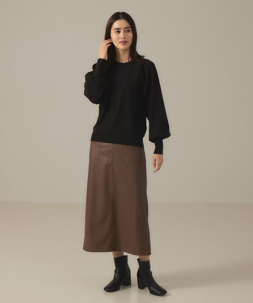 abahouse mavie（アバハウスマヴィ）の「袖ボリュームプルオーバー（ニット/セーター・レディース・ダークグリーン/ホワイト/ブラック/イエロー・フリー）」の15枚目の写真