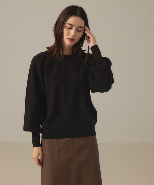 abahouse mavie（アバハウスマヴィ）の「袖ボリュームプルオーバー（ニット/セーター・レディース・ダークグリーン/ホワイト/ブラック/イエロー・フリー）」の17枚目の写真