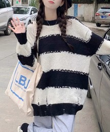 ダメージ加工ニット