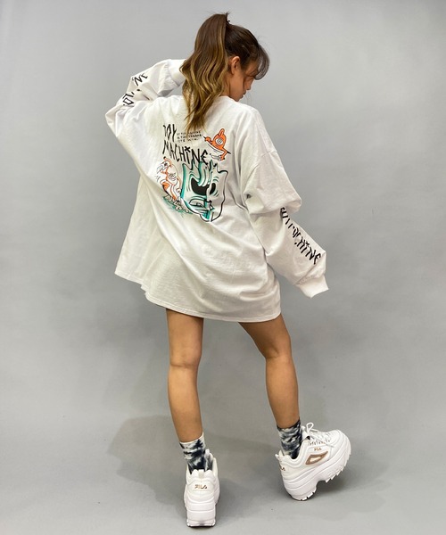 TOY　MACHINE（トイ　マシーン）の「【ムラサキスポーツ限定】TOY MACHINE/トイマシーン ビッグシルエット バックプリントロンT MTMPDLT4（Tシャツ/カットソー・メンズ・グリーン系その他/ホワイト×ブラック/ブラック×ブラック・M/L/XL）」の10枚目の写真