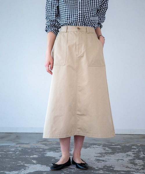 D.M.G.（ドミンゴ）の「[D.M.G. / ディーエムジー] コーマチノ ベイカースカート（スカート・レディース・ベージュ/オリーブ・M/S）」の10枚目の写真