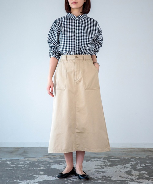 D.M.G.（ドミンゴ）の「[D.M.G. / ディーエムジー] コーマチノ ベイカースカート（スカート・レディース・ベージュ/オリーブ・M/S）」の13枚目の写真