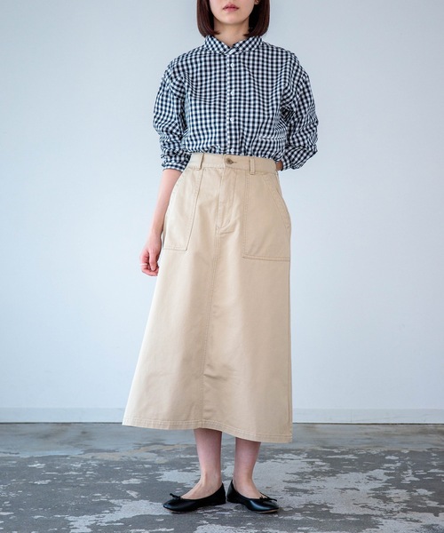 D.M.G.（ドミンゴ）の「[D.M.G. / ディーエムジー] コーマチノ ベイカースカート（スカート・レディース・ベージュ/オリーブ・M/S）」の14枚目の写真