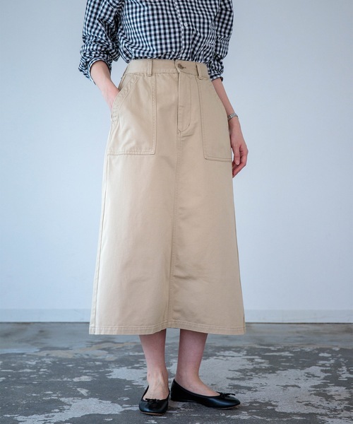 D.M.G.（ドミンゴ）の「[D.M.G. / ディーエムジー] コーマチノ ベイカースカート（スカート・レディース・ベージュ/オリーブ・M/S）」の11枚目の写真