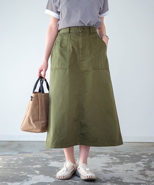 D.M.G.（ドミンゴ）の「[D.M.G. / ディーエムジー] コーマチノ ベイカースカート（スカート・レディース・ベージュ/オリーブ・M/S）」の16枚目の写真