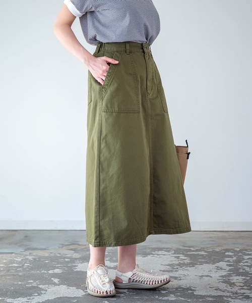 D.M.G.（ドミンゴ）の「[D.M.G. / ディーエムジー] コーマチノ ベイカースカート（スカート・レディース・ベージュ/オリーブ・M/S）」の17枚目の写真