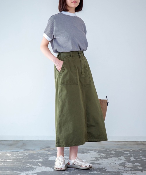 D.M.G.（ドミンゴ）の「[D.M.G. / ディーエムジー] コーマチノ ベイカースカート（スカート・レディース・ベージュ/オリーブ・M/S）」の21枚目の写真