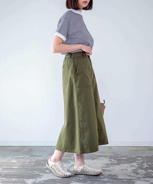 D.M.G.（ドミンゴ）の「[D.M.G. / ディーエムジー] コーマチノ ベイカースカート（スカート・レディース・ベージュ/オリーブ・M/S）」の22枚目の写真