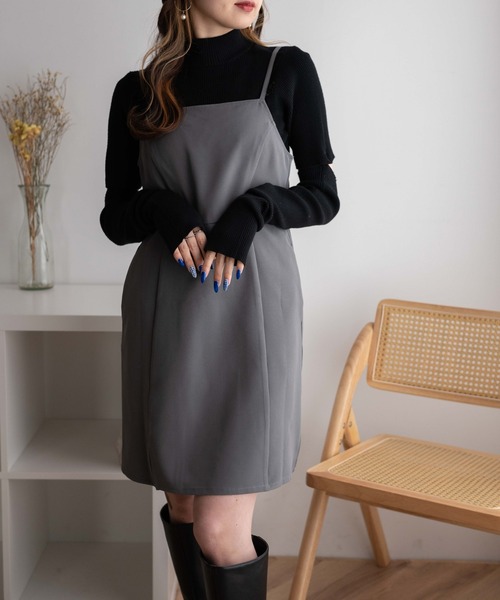 WEGO（ウィゴー）の「WEGO/裾スリットミニキャミワンピ（ワンピース・レディース・ブラック/グレー・FREE）」の9枚目の写真