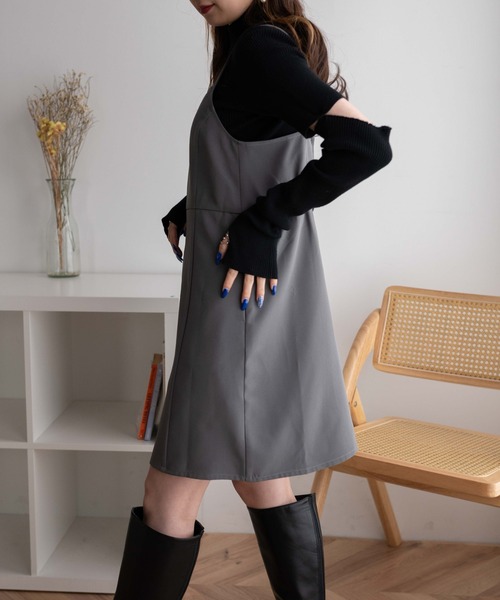 WEGO（ウィゴー）の「WEGO/裾スリットミニキャミワンピ（ワンピース・レディース・ブラック/グレー・FREE）」の7枚目の写真