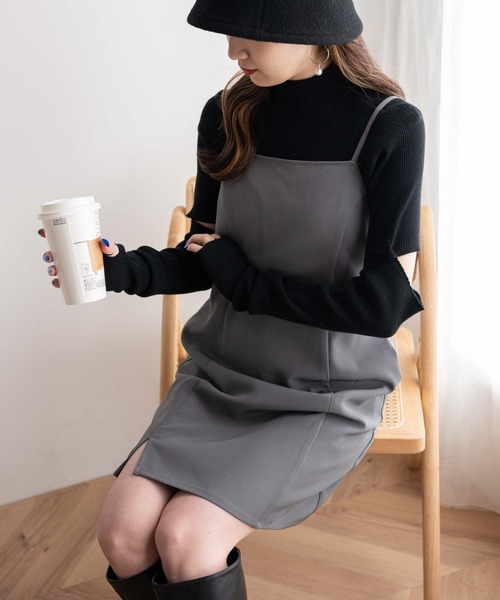 WEGO（ウィゴー）の「WEGO/裾スリットミニキャミワンピ（ワンピース・レディース・ブラック/グレー・FREE）」の6枚目の写真