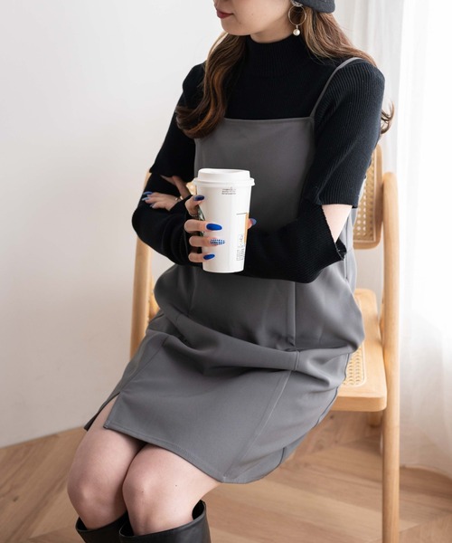 WEGO（ウィゴー）の「WEGO/裾スリットミニキャミワンピ（ワンピース・レディース・ブラック/グレー・FREE）」の14枚目の写真