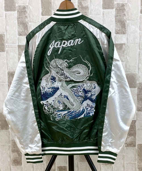 TopIsm（トップイズム）の「スカジャン 桜鷹 銀龍 単龍（スカジャン・メンズ・ブラック系1/ブラック系2/ダークグリーン/ブルー/ブラック/ブルー系その他2/ブルー系その他/レッド系その他/ワインレッド・M/L/XL）」の4枚目の写真