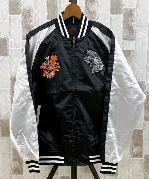 TopIsm（トップイズム）の「スカジャン 桜鷹 銀龍 単龍（スカジャン・メンズ・ブラック系1/ブラック系2/ダークグリーン/ブルー/ブラック/ブルー系その他2/ブルー系その他/レッド系その他/ワインレッド・M/L/XL）」の13枚目の写真