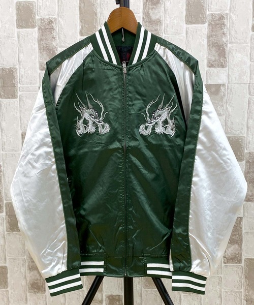 TopIsm（トップイズム）の「スカジャン 桜鷹 銀龍 単龍（スカジャン・メンズ・ブラック系1/ブラック系2/ダークグリーン/ブルー/ブラック/ブルー系その他2/ブルー系その他/レッド系その他/ワインレッド・M/L/XL）」の12枚目の写真