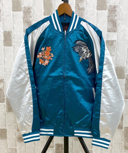 TopIsm（トップイズム）の「スカジャン 桜鷹 銀龍 単龍（スカジャン・メンズ・ブラック系1/ブラック系2/ダークグリーン/ブルー/ブラック/ブルー系その他2/ブルー系その他/レッド系その他/ワインレッド・M/L/XL）」の18枚目の写真