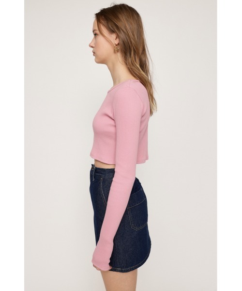 SLY クロップド丈 シャツ ウィズタイ ネクタイ ショート丈 パープル SLY（スライ）の「CROP SH WITH TIE クロップド丈 シャツ